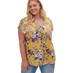 🌼Yellow Floral Challis Faux Button Up🌼